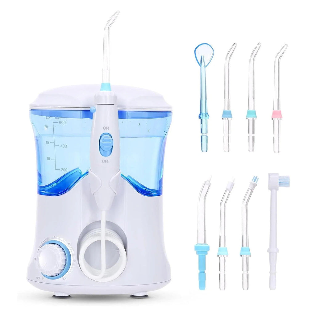 Water Flossing Oral Irrigator 600ML Dental Cleaner 10 Adjust Pressure 8Tips