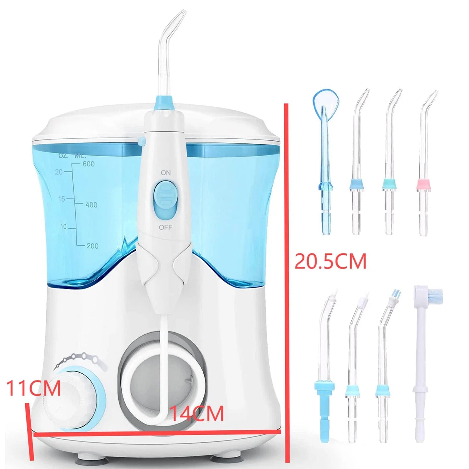Water Flossing Oral Irrigator 600ML Dental Cleaner 10 Adjust Pressure 8Tips